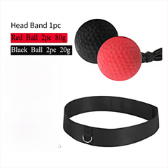 Boxing Reflex Ball Set(Elastic Headband + 2 Heavy RedBalls + 2 Light BlackBalls) - Hand-Eye Coordination and Speed Training