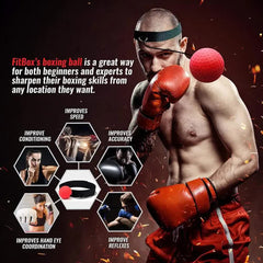 Boxing Reflex Ball Set(Elastic Headband + 2 Heavy RedBalls + 2 Light BlackBalls) - Hand-Eye Coordination and Speed Training