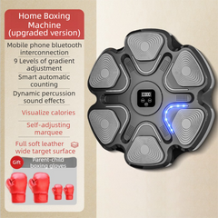 Black 6-Target Sensor Smart Bluetooth Music Boxing Kit with Parent-Child Gloves - Electronic Wall Punch Pad, Drill-Free & Detachable, Screen Counter, USB Rechargeable