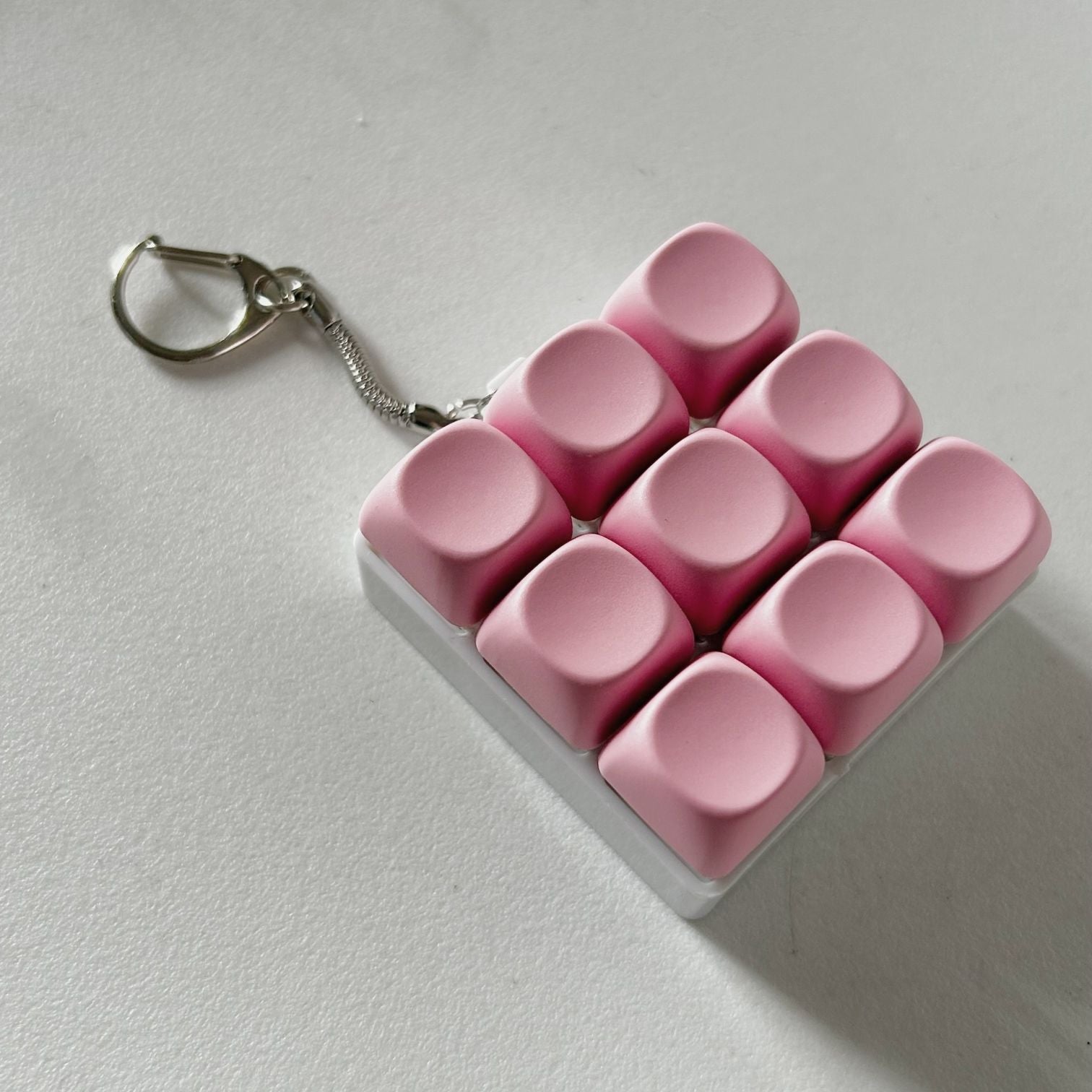 2-Pack Dark Pink Mechanical 9-Keyboard Fingertip Toy Keychain - Key Pressure Relief, PVC Fingertip Toy