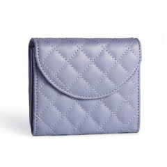 3-Pack Soft PU Rhombus Pattern Quilted Lipstick & Card Holder - Portable & Durable Cosmetic Pouch / Coin Purse (Pink & Purple & Black Large Rhombus Pattern Set)