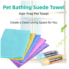 2-Pack Medium Size Super Absorbent Quick Drying Pet Towel with Storage Canister(32 x 42CM) - NonHair-Stick PVA Bath Towel for Dogs & Cats, Random Color