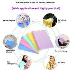 2-Pack Large Size Super Absorbent Quick Drying Pet Towel with Storage Canister(65x42CM) - NonHair-Stick PVA Bath Towel for Dogs & Cats, Random Color