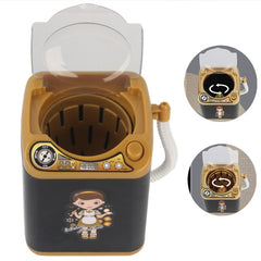 Black Kids Mini Electric Toy Washing Machine with Spin Dryer Basket - Pretend Play Appliance