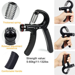 Blue 5 in 1 Hand Grip Strengthener Kit Adjustable Resistance Finger Stretcher Stress Relief Ball and Grip Ring for Rehabilitation and Muscle Building