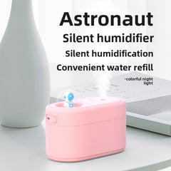 Green Rechargeable Mini Astronaut Air Humidifier USB Desktop Cool Mist Humidifier with 7-Color LED Night Light for Bedroom and Office