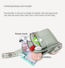 Women's Soft PU Leather Sling Bag Crossbody Chest Purse with Adjustable Boho Strap - Lightweight Multi-Pocket Shoulder Daypack for Travel & Daily Use - Khaki