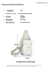 Women's Soft PU Leather Sling Bag Crossbody Chest Purse with Adjustable Boho Strap - Lightweight Multi-Pocket Shoulder Daypack for Travel & Daily Use - Khaki