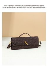 Retro Woven Baguette Handbag for Women Suede Texture PU Leather Shoulder Crossbody Bag Elegant Evening Clutch Olive green