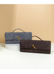 Retro Woven Baguette Handbag for Women Suede Texture PU Leather Shoulder Crossbody Bag Elegant Evening Clutch Sand color