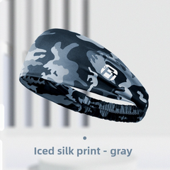 3 PCS Cooling Sports Headband Camouflage Print Ice Silk Sweat Band for Running Gym & Yoga Non Slip Stretchy Camo Red Blue & Grey