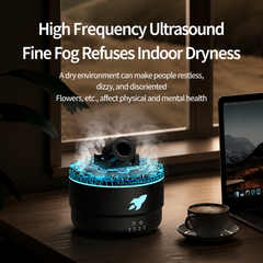 176 White Simulation Turret Diffuser & Humidifier - Smart Timer Ultrasonic Mister with Volcano Lava Crack Shell and Colorful Light