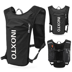 Black-White 5L Ultra-Light Hydration Running Vest - Quick-Dry Trail Running & Marathon Backpack with Night Reflective Safety