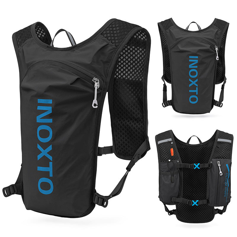 Black-Blue 5L Ultra-Light Hydration Running Vest - Quick-Dry Trail Running & Marathon Backpack with Night Reflective Safety