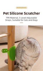 3-Pack Yellow Multi-Functional Adjustable Silicone TPR Pet Grooming Massage Brush - for De-Shedding, and Furniture Scratching