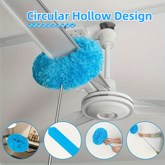2-Pack Purple Telescopic Electrostatic Duster with 360° Hollow Ring Design - Fan Blade Cleaner, High Reach Dust Removal, Multi-Purpose