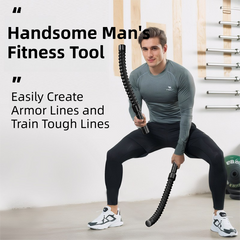 1-Pair Black Cordless Battle Ropes for Strength and Conditioning Training - Professional Muscle Power Workout System