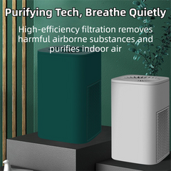 Green Compact Desktop Air Purifier with Dual Activated Carbon Filter - Ultra-Quiet Air Cleaner for Home & Office, Powerful 50 m³/h Airflow, Effectively Removes Odor, Smoke, Dust, Pollen & Pet Dander