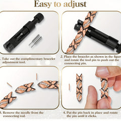 Leaf Magnetic Therapy Bracelet with Rhinestones - Geometric Stylish Wristband & Wellness Jewelry, Free Removel Tool(Black)