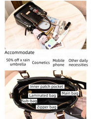 Jujube-Red Trendy Vertical Square PU Leather Moto Crossbody Bag & Tote with 5-Pocket Organized Compartments & Adjustable Strap