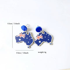 Wooden Australia Map Silhouette Earrings - Lightweight Geometric Ear Drops, Cultural Decor Gift(Style 2)
