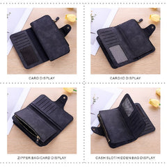 Purplish red Large Capacity Long Wallet Frosted PU Leather Clutch Bag with 14 Card Slots and Zipper Compartment fits Smartphone for Everyday Use Australia