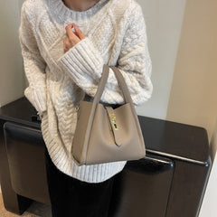 Elephant Grey Retro 2-Piece Women's Bucket Bag Set with Removable Inner Pouch PU Leather Crossbody Handbag and Fashionable Tote for Australian Everyday Use