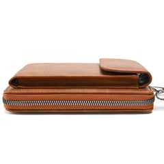 Brown Women's PU Leather Crossbody Phone Bag with Adjustable Shoulder Strap and Large Capacity Wallet for Daily Travel Stylish and Organized Local Fashion Fit