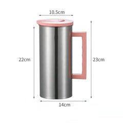 Pink 1.8L Stainless Steel Cold Water Pitcher – Large Capacity Jug for Coffee, Juice, and Beverages in Modern Kitchens