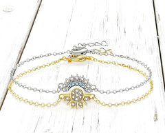 Sun and Moon Friendship Jewelry Set – 6-Piece Matching Ring, Necklace & Bracelet Duo for Best Friends in Gold and Silver Tone with Cubic Zirconia