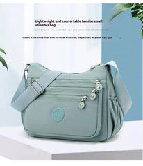 Women's Lightweight Nylon Crossbody Bag Waterproof Multi Pocket Shoulder Purse Travel Messenger Aqua Blue