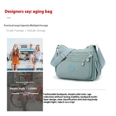 Women's Lightweight Nylon Crossbody Bag Waterproof Multi Pocket Shoulder Purse Travel Messenger Pink