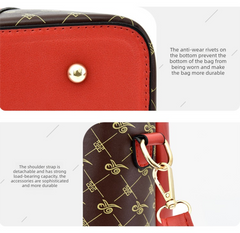 2 PCS Women's Handbag Set PU Leather Tote & Crossbody Purse Fashion Splicing Design Golden