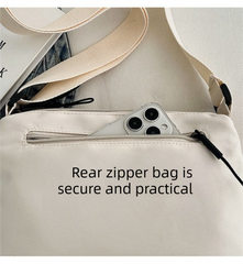 Casual Multi-Pocket Nylon Crossbody Bag Lightweight Shoulder Purse Waterproof Travel Messenger Bag White