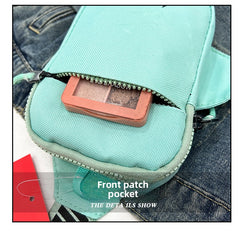 Unisex Mini Nylon Crossbody Sling Bag Chest Pouch Adjustable Wide Strap Lightweight Grey for Travel Sports & Festivals