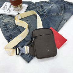 Unisex Mini Nylon Crossbody Sling Bag Chest Pouch Adjustable Wide Strap Lightweight Coffee for Travel Sports & Festivals