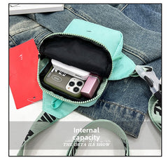 Unisex Mini Nylon Crossbody Sling Bag Chest Pouch Adjustable Wide Strap Lightweight Blue for Travel Sports & Festivals