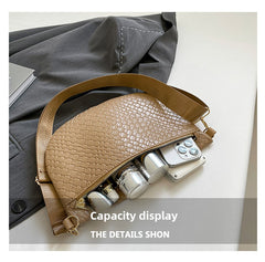 Women's Woven Crossbody Dumpling Bag Soft Vegan Leather Chest Waist Pack with Wide Adjustable Strap for Travel & Festivals (Red)