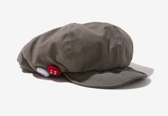 Women's Grey Newsboy Cap UPF50+ Sun Protection Cotton Blend Octagonal Beret Hat - Adjustable Breathable Baker Boy Style with Cute Button Detail