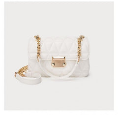 Quilted Chain Crossbody Bag for Women Classic White Shoulder Underarm Bag Elegant Designer Style Luxury Texture Versatile Daily Handbag
