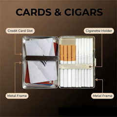 Retro Metal Card Cash & Cigarette Case with Fixed Clip - Leopard Artistic Slim Wallet (10.3X6X2cm)