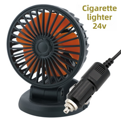 3-in-1 Powerful Car Single Head Fan (24V Lighter Power) - Quiet Cooling Fan Integrated Aromatherapy & Number Plate, with 360° Rotation & 130cm Long Cord