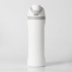 24oz White Large Thermal Water Bottle with Dual-Sipping Lid & Built-in Straw - Leak-Proof 304 Stainless Steel Outdoor Sports Flask