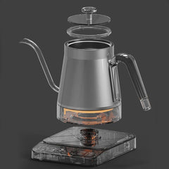 Black Gooseneck Electric Kettle with Temperature Control - 0.8L Smart Pour Over Coffee Kettle
