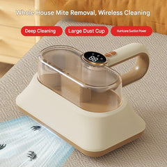 Winter Home Cleaning Comfort Kit - Silvery Retro Train Aromatherapy Humidifier and White Cordless UV Mite Remover Vacuum - 300ml Ultrasonic Mist with Jellyfish Smoke Ring, 400ml Dust Cup, LED Night Light, Remote Control for Bedroom and Bedding Cleaning