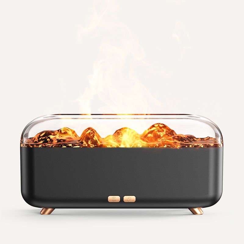 Black Flame Effect Aroma Diffuser & Humidifier with Colour Ambient Lighting and Poweroff Protection - 300ml Essential Oil Mist Diffuser for Bedroom Office and Home