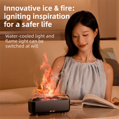 Black Flame Effect Aroma Diffuser & Humidifier with Colour Ambient Lighting and Poweroff Protection - 300ml Essential Oil Mist Diffuser for Bedroom Office and Home