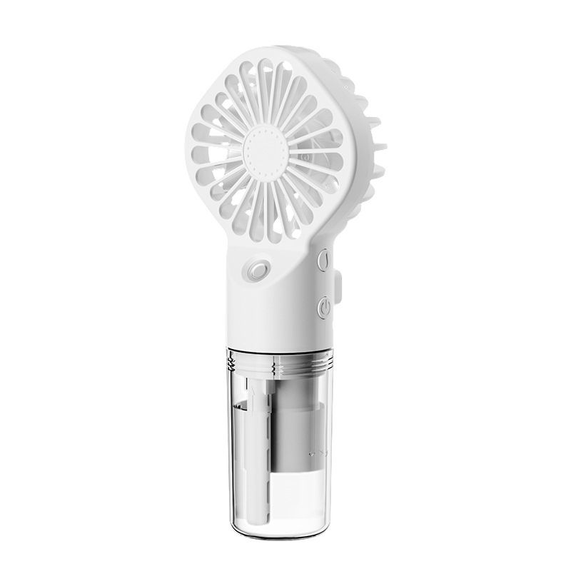 5-pack White Portable Handheld Misting Fan with Water Spray - 157mm Compact Rechargeable Mini Fan for Travel, Outdoor Cooling, and Desktop Use - Lightweight Plastic Design