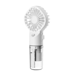 5-pack White Portable Handheld Misting Fan with Water Spray - 157mm Compact Rechargeable Mini Fan for Travel, Outdoor Cooling, and Desktop Use - Lightweight Plastic Design