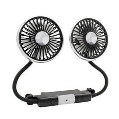 Dual Head Car Headrest Fan - USB Powered 3 Speed Rear Seat Cooling Fan with Flexible Adjustable Arms, Independent Controls and Built In Light